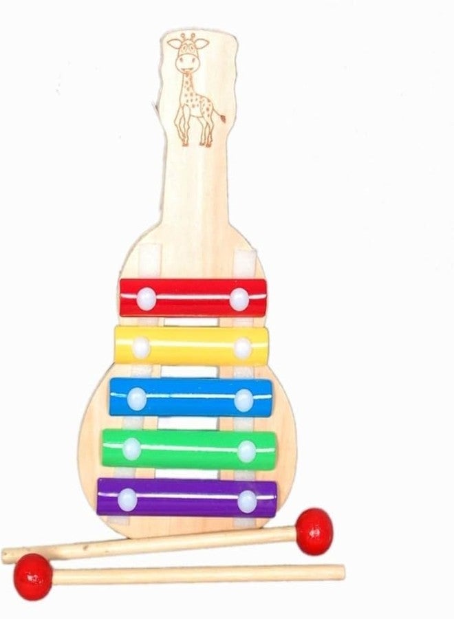 Manos Xylophone Wooden mini Size Guitar Shape Toy for Kids Pack of 1 - Image 1